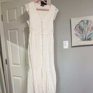Women’s White Button-Front Maxi Dress